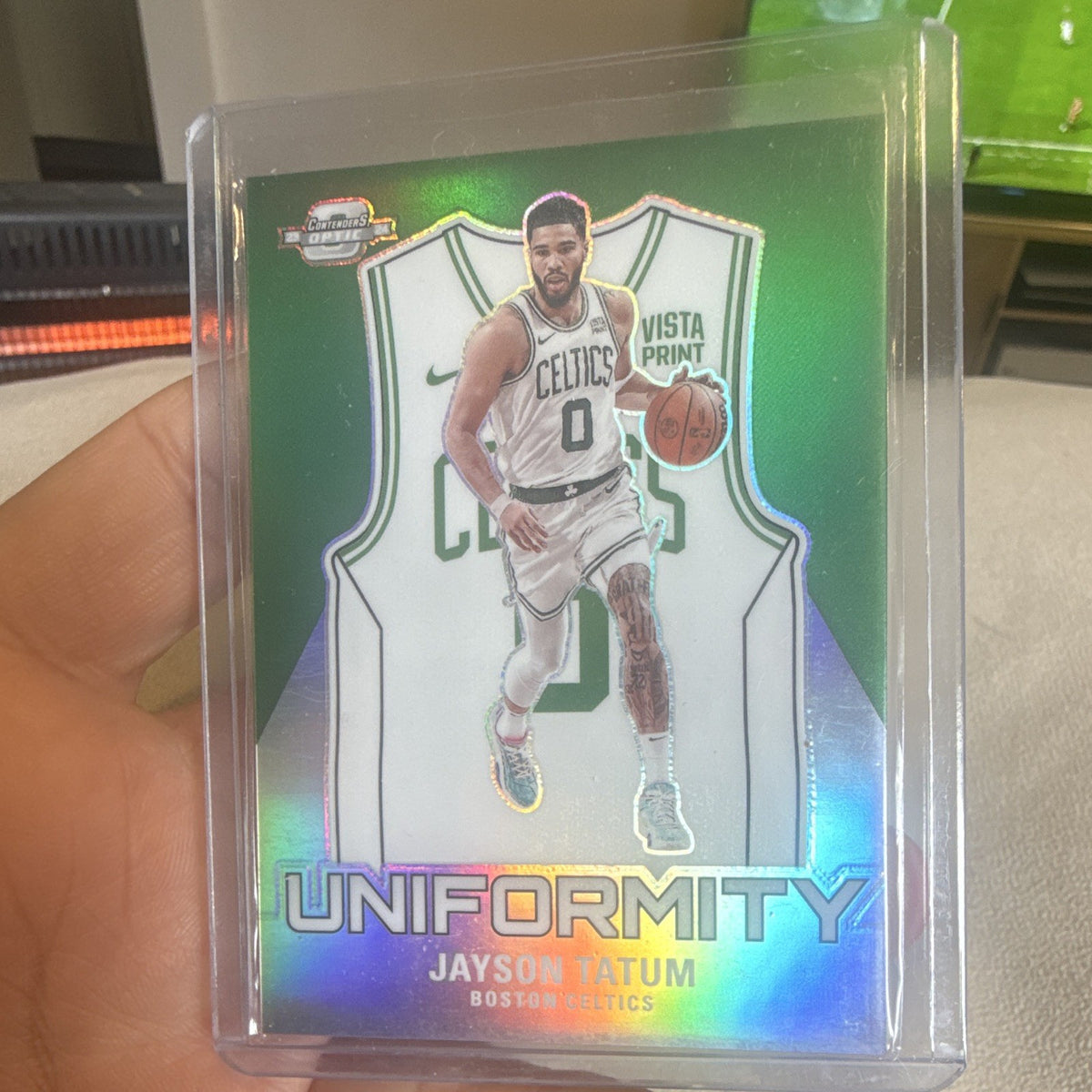 Panini 2023 24 Contenders Optic Uniformity Prizm Jayson Tatum #21 Celtics0