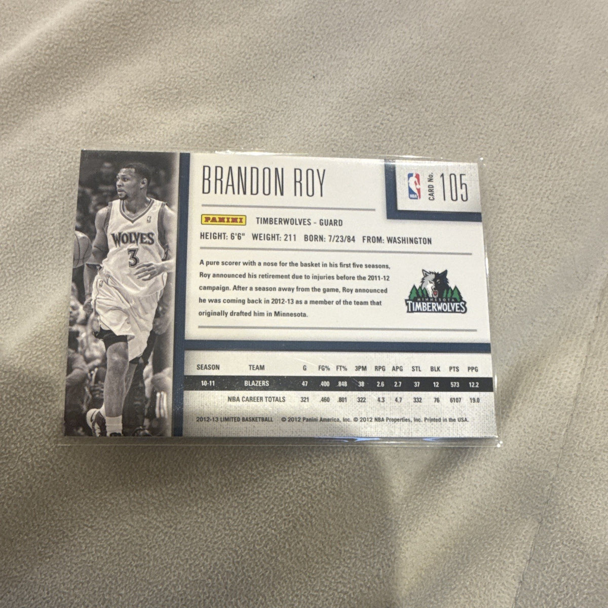 Panini 2012 13 Limited Basketball Brandon Roy Base 105 NBA1