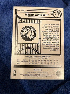 Panini Hoops 2022 23 Jarred Vanderbilt Base Set #198 Timberwolves2