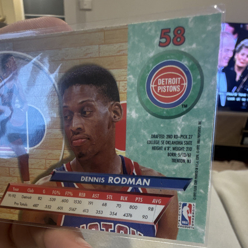 Fleer Ultra 1992 93 Dennis Rodman Base Detroit Pistons #58 NBA Card2