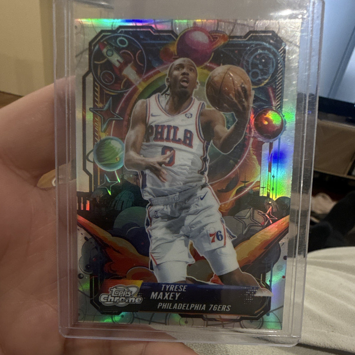 Topps Chrome Tyrese Maxey Propulsion Refractor PRP 9 Philadelphia 76ers0