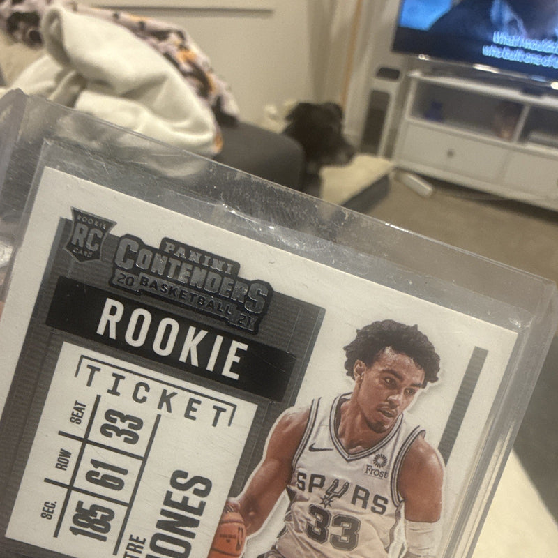Panini Contenders 2020 21 Tre Jones Rookie Ticket RS TJN Spurs Memorabilia Patch3