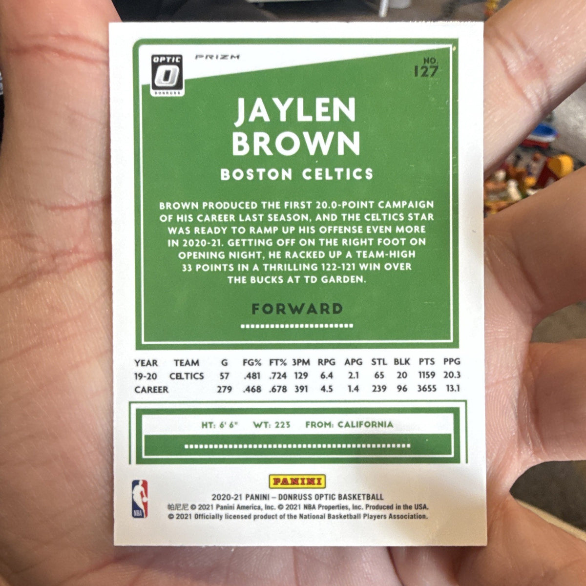 Panini Donruss Optic Jaylen Brown Prizm Boston Celtics 127 Basketball Card2