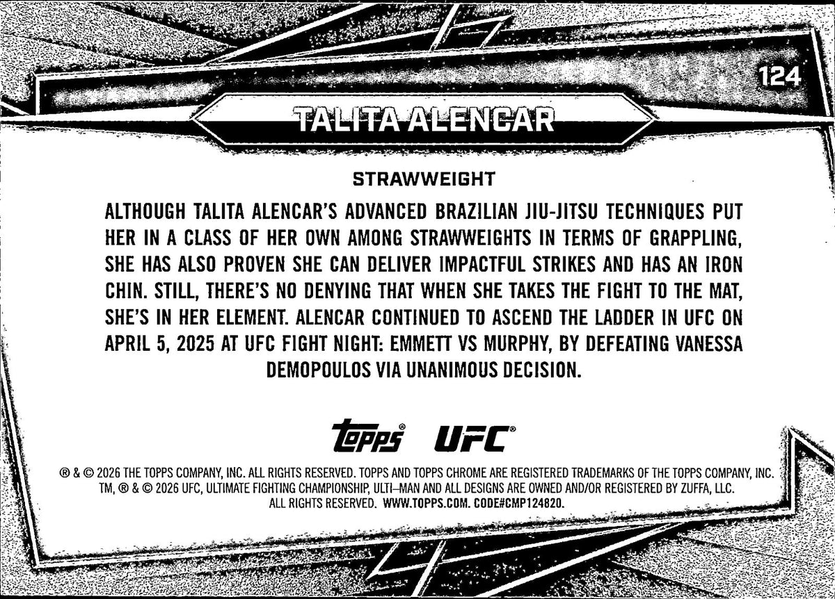 Talita Alencar Base Topps Chrome UFC 124 NM1
