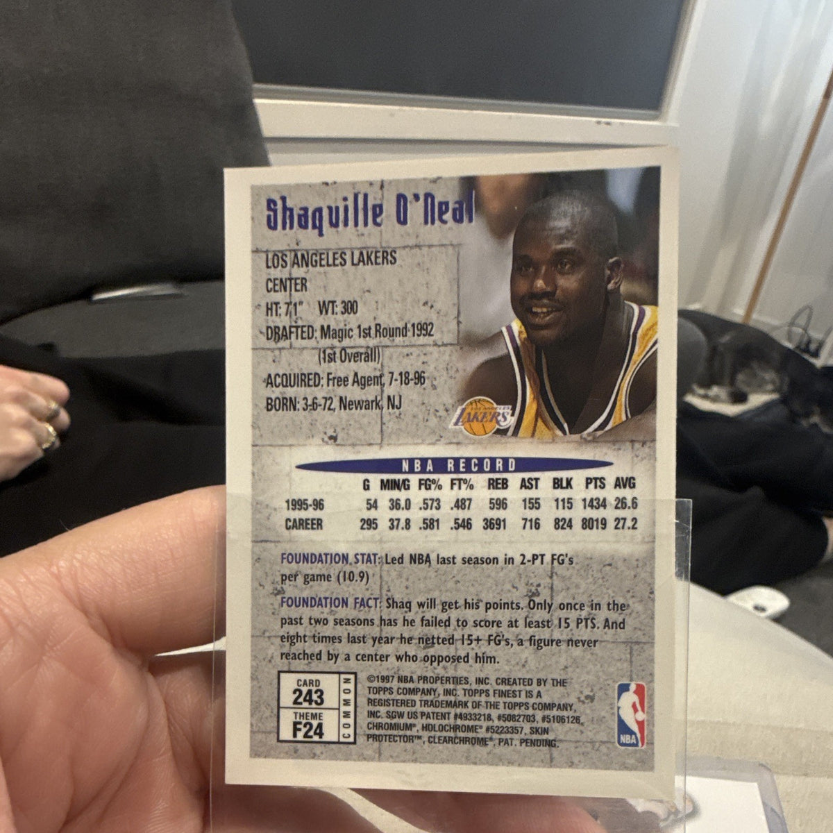 Topps Finest Foundation Insert Shaquille O'Neal Lakers #243 1996-971
