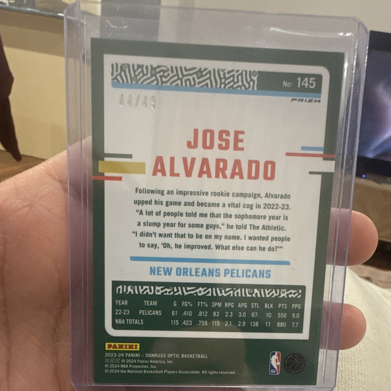 Panini Donruss Optic 2023 24 Jose Alvarado Prizm #145 44/49 Pelicans1