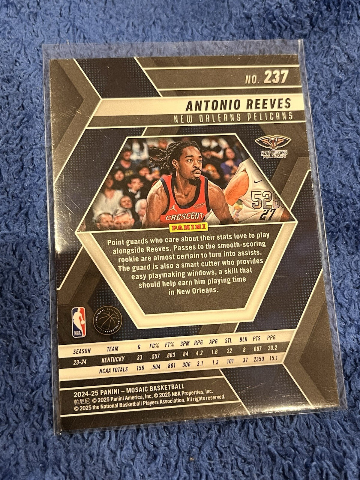 Panini 2024 25 Mosaic Basketball Antonio Reeves Rookie RC #237 Pelicans2