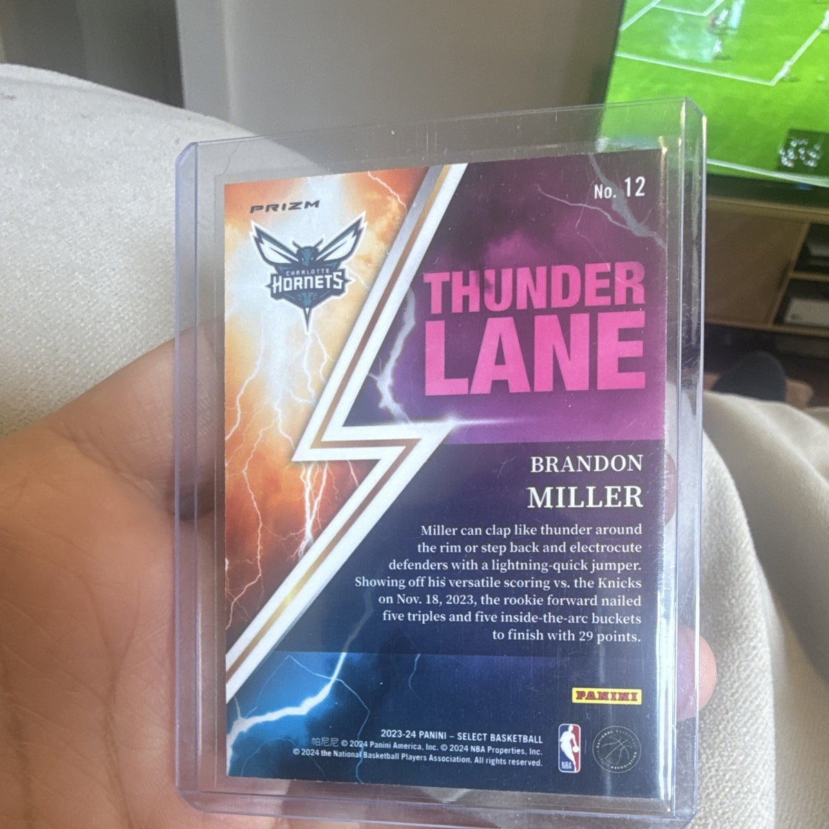 Panini Select 2023 24 Thunder Lane #12 Brandon Miller Rookie Insert Hornets1