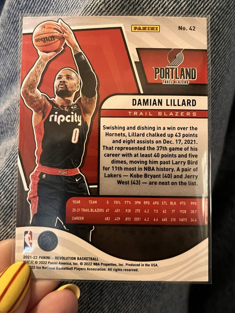 Panini Damian Lillard Insert 2021 22 Revolution Basketball 42 Trail Blazers2