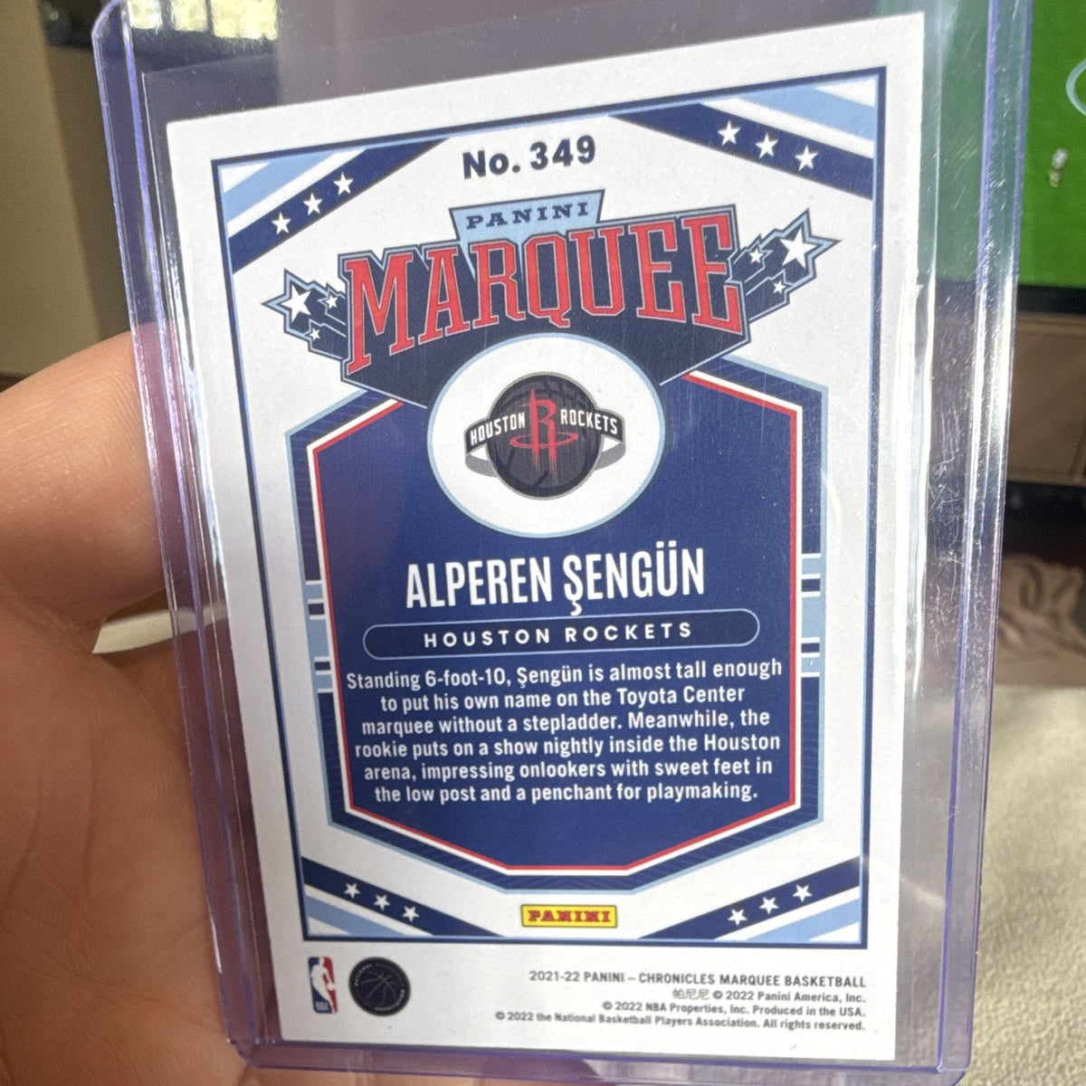 Panini 2021 22 Chronicles Marquee RC Alperen Sengun Houston Rockets #3491