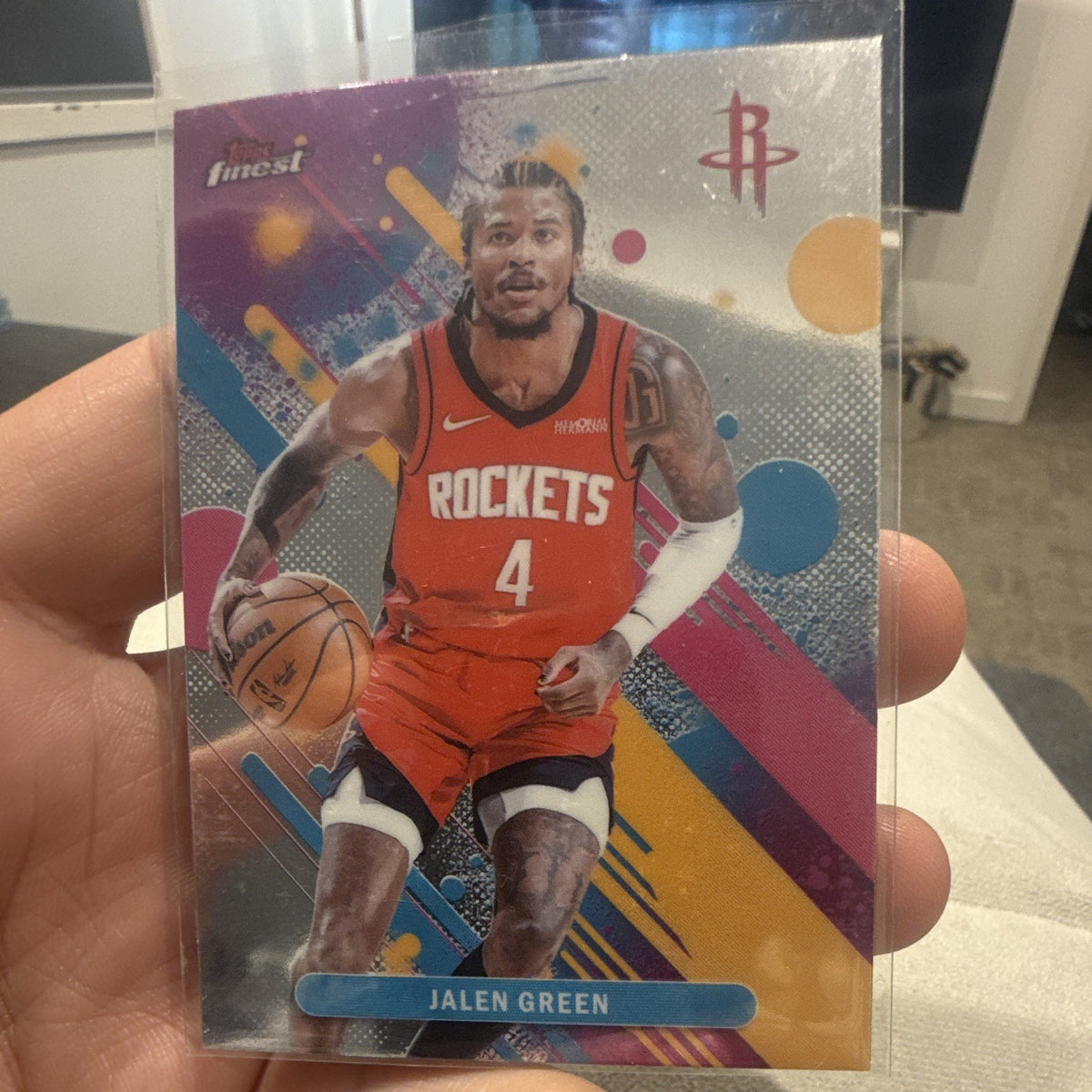 Topps Finest Jalen Green Base Houston Rockets #90 NBA 24-25 Basketball0