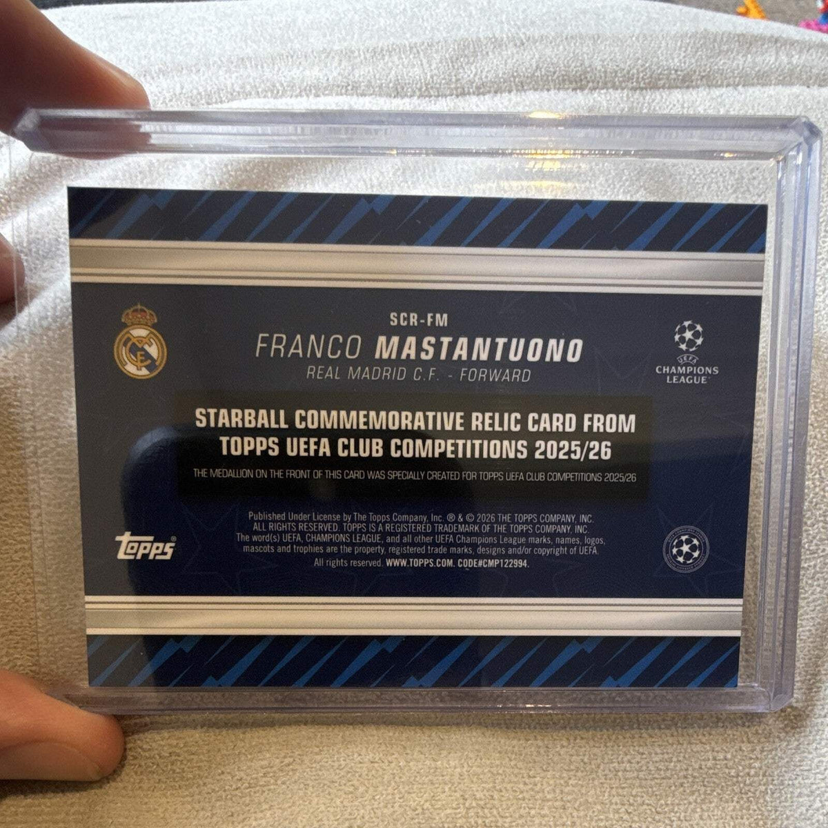 Topps Franco Mastantuono SCR FM Starball Relic RC Real Madrid 2025/263