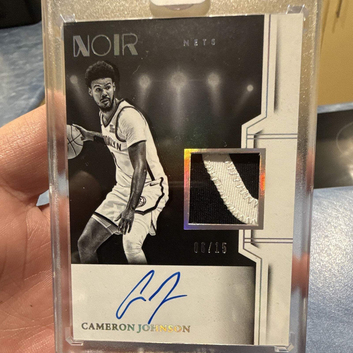 Panini 2024 25 Noir Cam Johnson PBW CMJ Auto Patch 08/15 Brooklyn Nets0