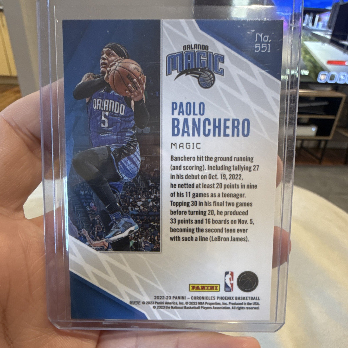 Panini Paolo Banchero Rookie Orlando Magic 2022 23 Chronicles Phoenix 5511