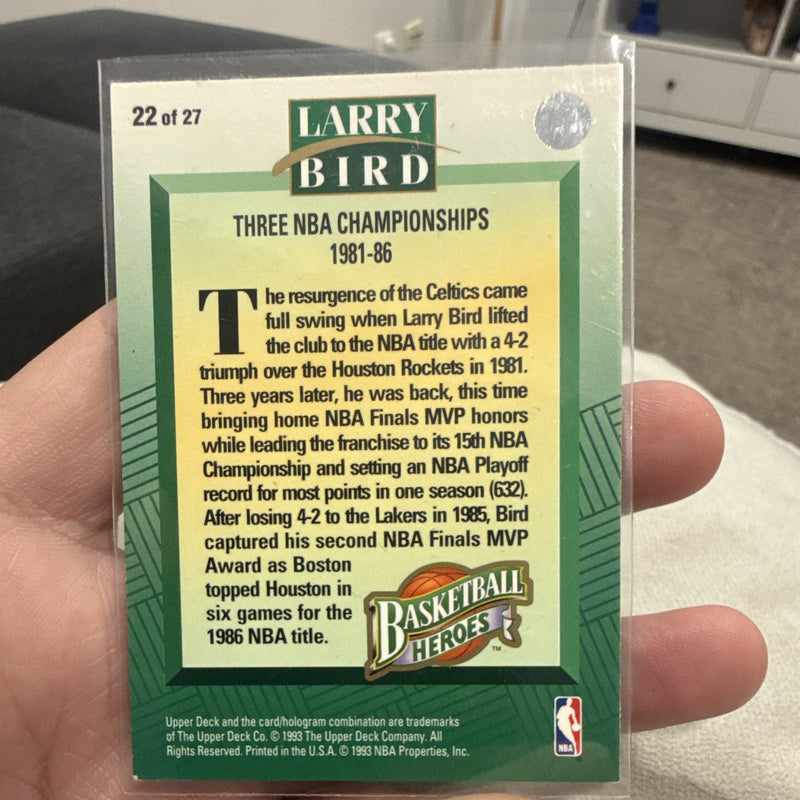 Upper Deck 1993 Basketball Heroes Larry Bird #22/27 Insert Celtics NBA Card1