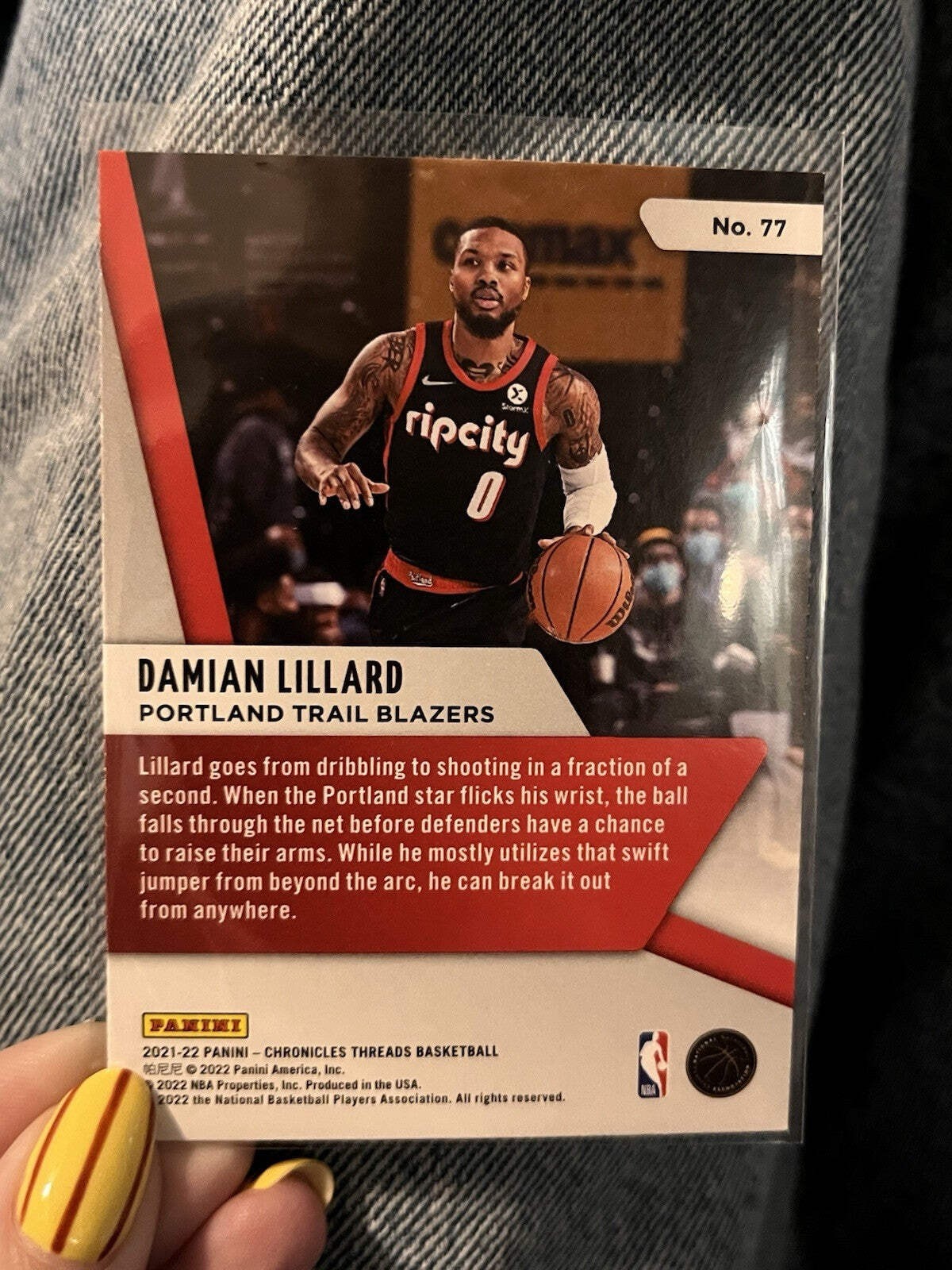 Damian Lillard Base Set Panini Chronicles Threads 2021 22 #77 Trail Blazers2