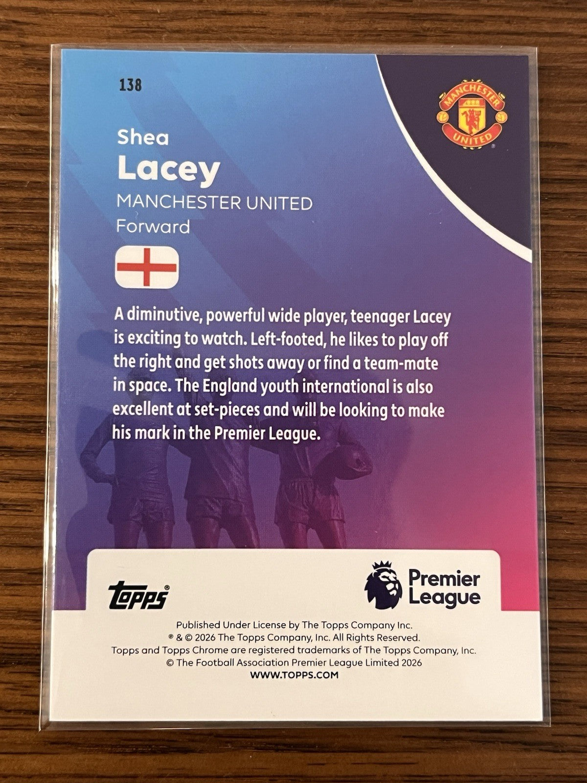 Shea Lacey Rookie Topps Chrome Premier League Manchester United 1382