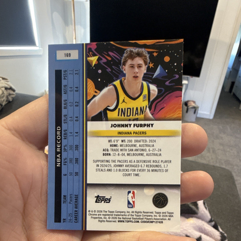 Topps Chrome Johnny Furphy Rookie Indiana Pacers #169 NBA 20261