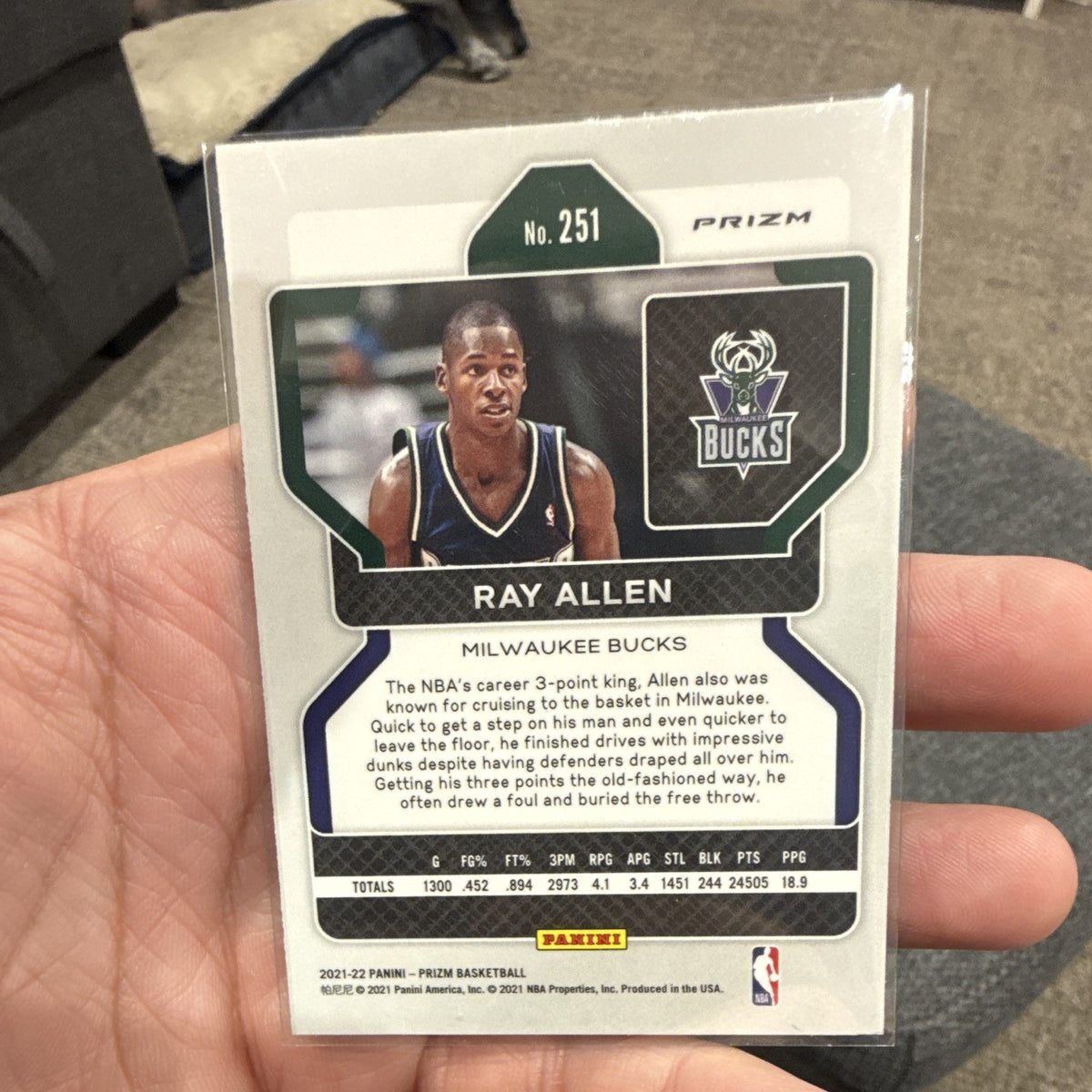 Panini Prizm Silver Ray Allen Milwaukee Bucks #251 2021 22 Basketball1