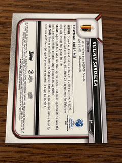 Killian Sardella 1st Bowman Chrome Topps Bowman Chrome U21 Belgium 91 20222