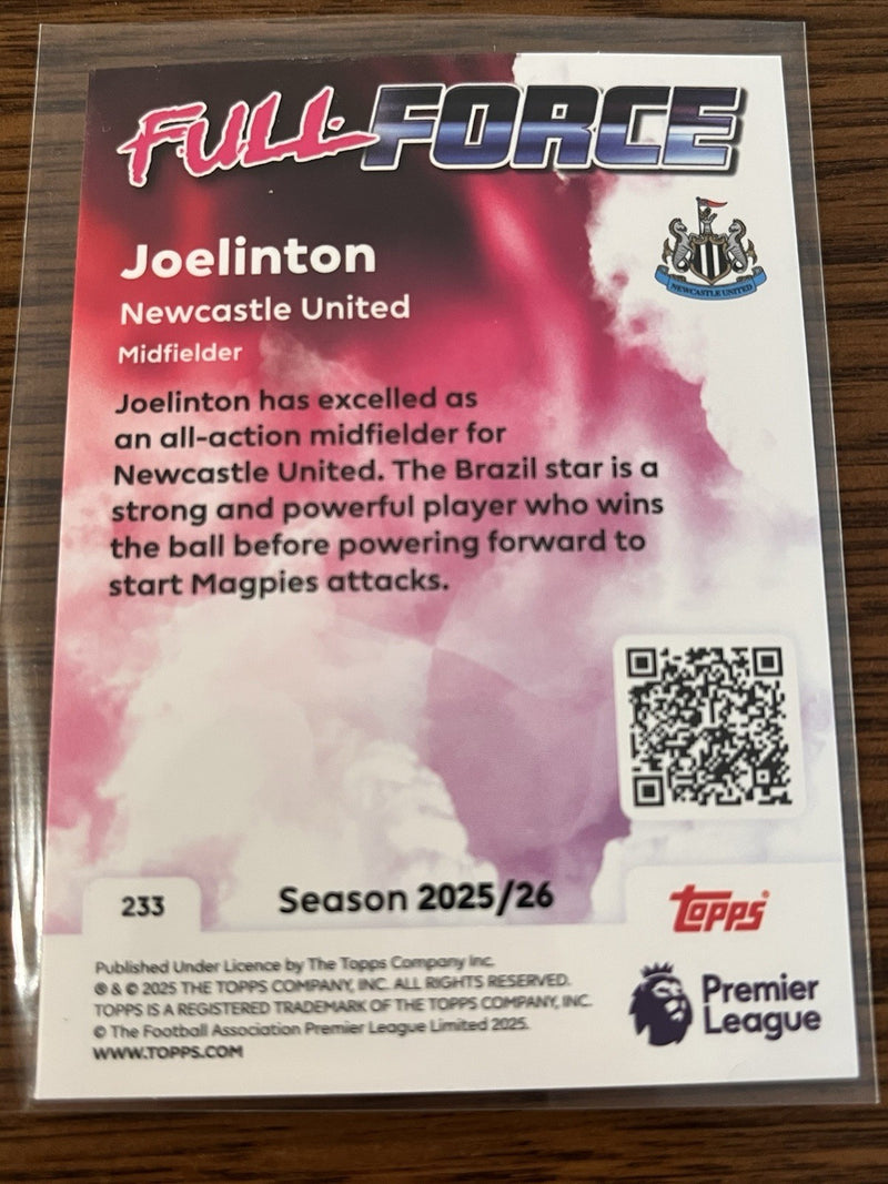 Joelinton Full Force Foil Topps Premier League 2025/26 Newcastle United 2332