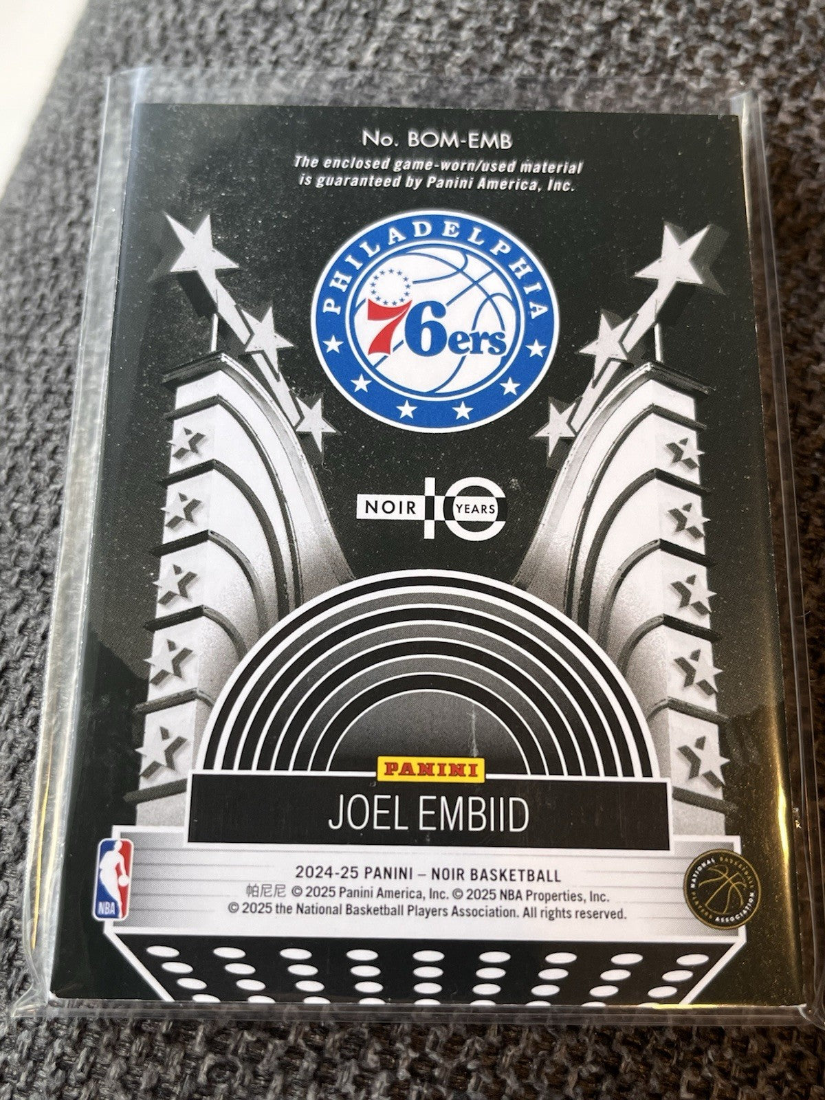 Panini 2024-25 Noir Box Office Memorabilia Joel Embiid 76ers BOM-EMB /991