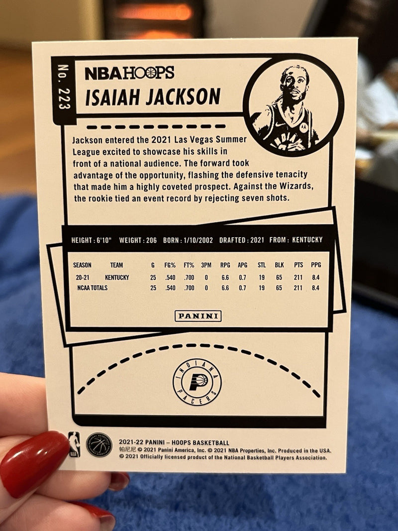 Panini 2021 22 NBA Hoops Isaiah Jackson Rookie RC 223 Indiana Pacers2
