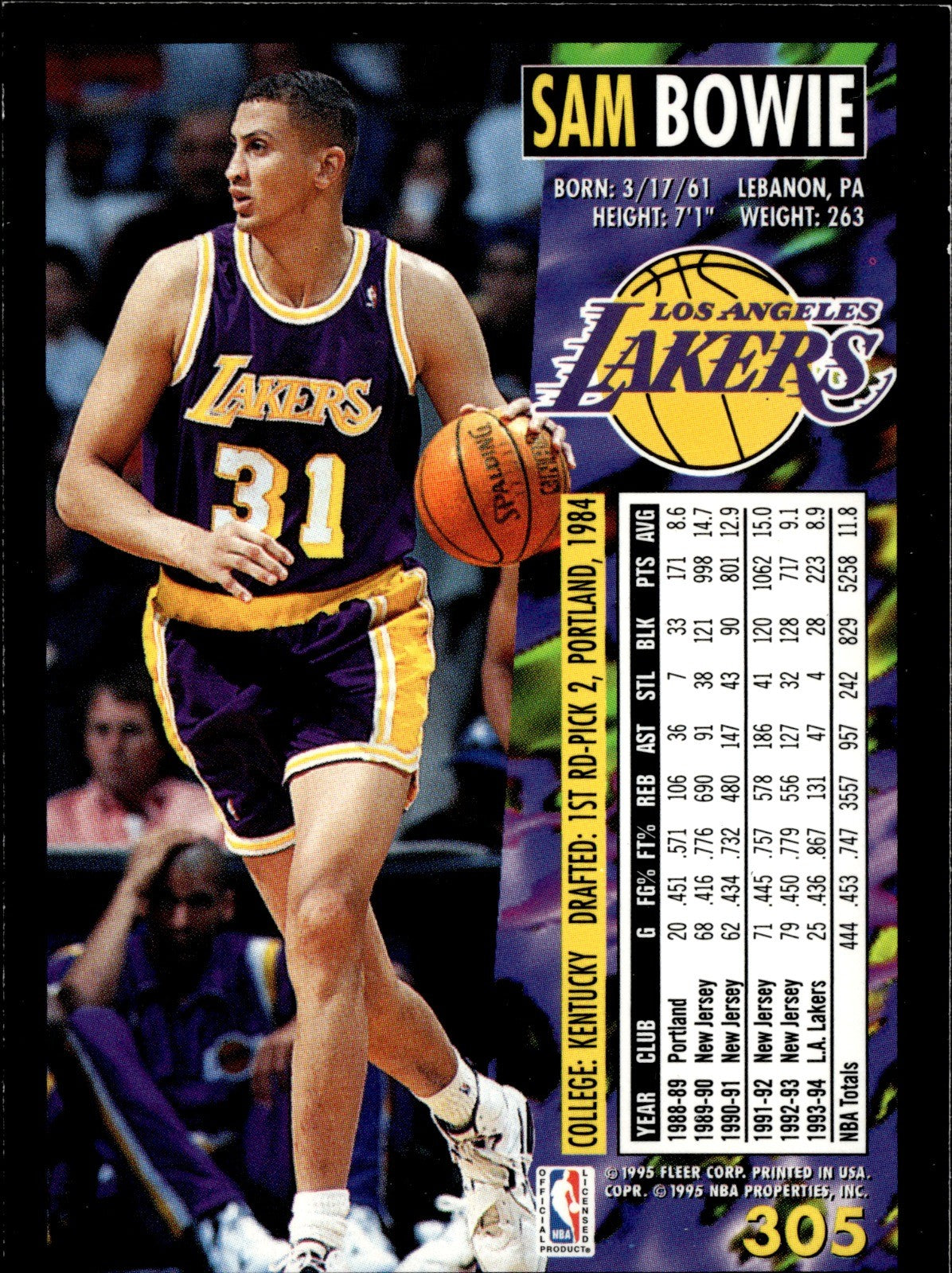 Sam Bowie Base Fleer 305 NM1