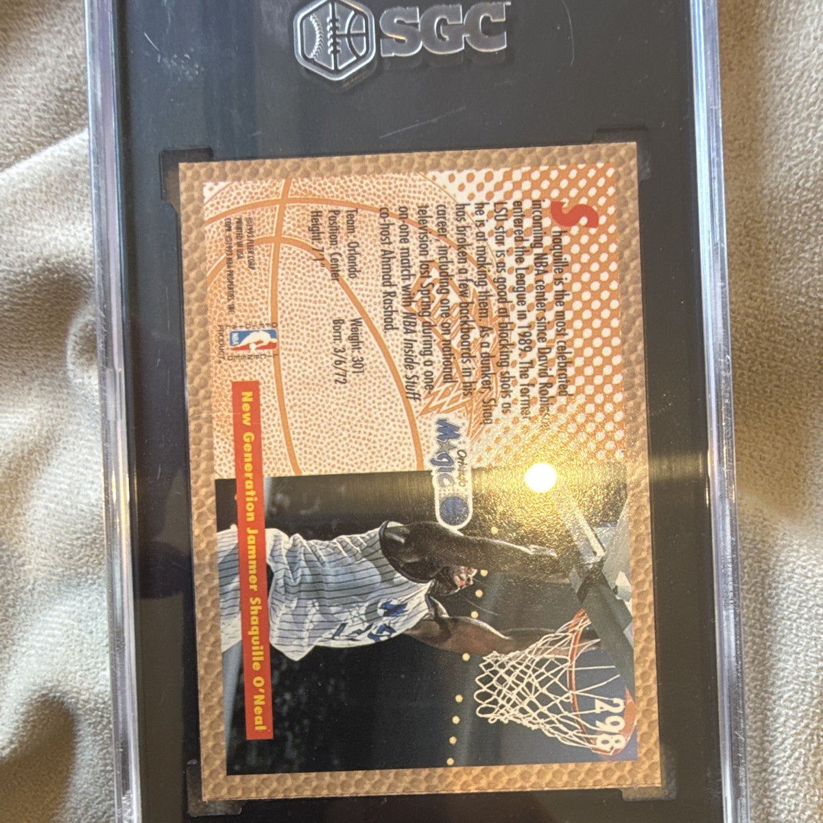 Fleer 1992-93 #298 Shaquille O'Neal Slam Dunk SGC 7 Orlando Magic2