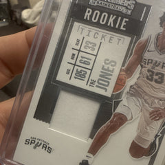 Panini Contenders 2020 21 Tre Jones Rookie Ticket RS TJN Spurs Memorabilia Patch2