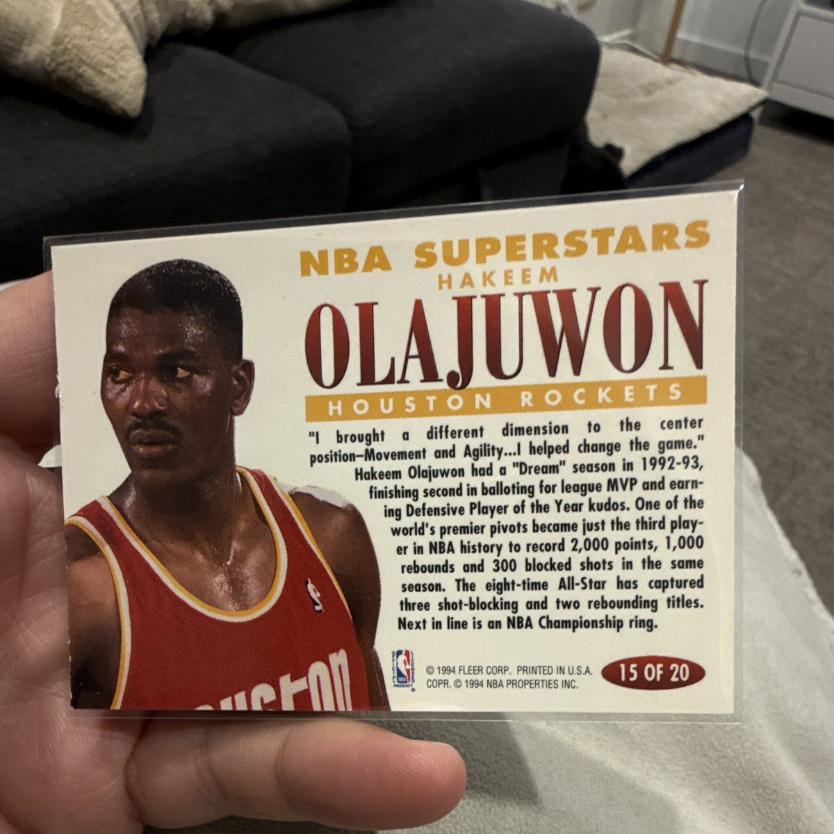 Fleer 1994 NBA Superstars Insert Hakeem Olajuwon Rockets 15/201