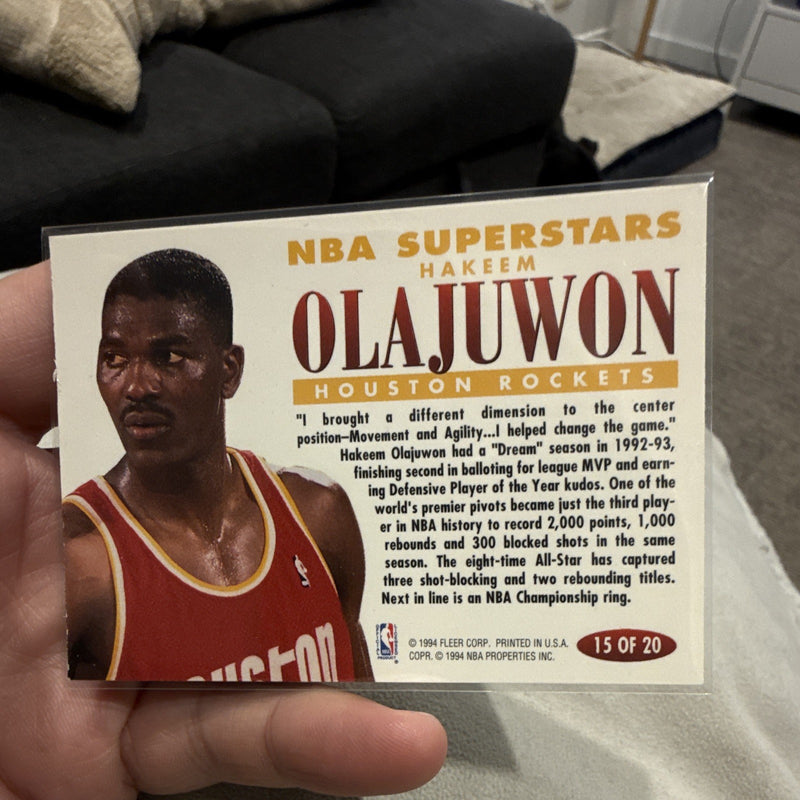 Fleer 1994 NBA Superstars Insert Hakeem Olajuwon Rockets 15/201