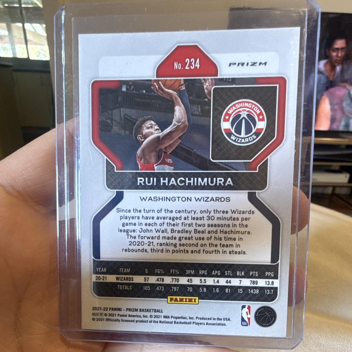 Panini Prizm 2021 22 Rui Hachimura Red Ice Washington Wizards #2341