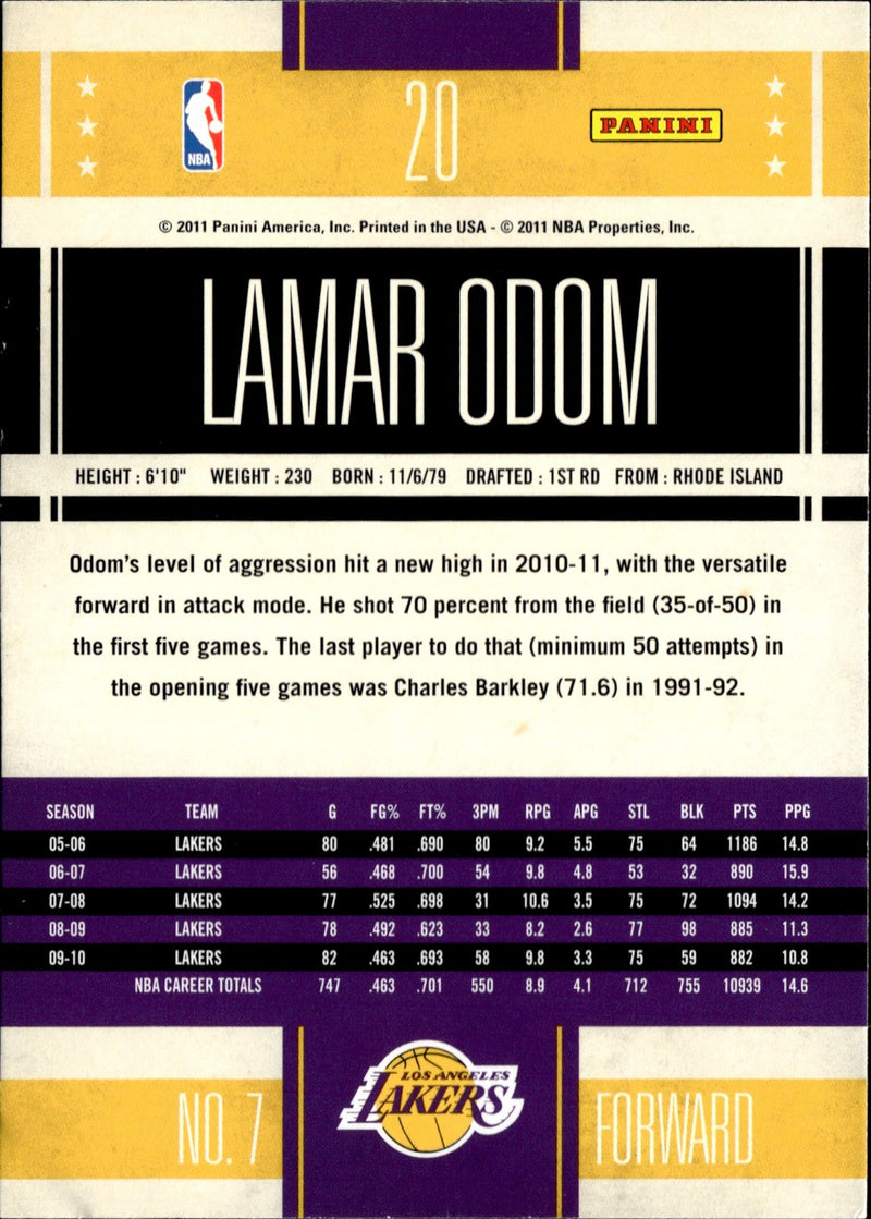Lamar Odom Base Panini Classics 20 NM1