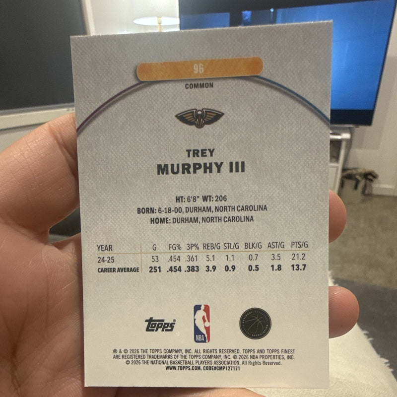 Topps Finest Trey Murphy III Parallel New Orleans Pelicans #96 24-25 NBA1