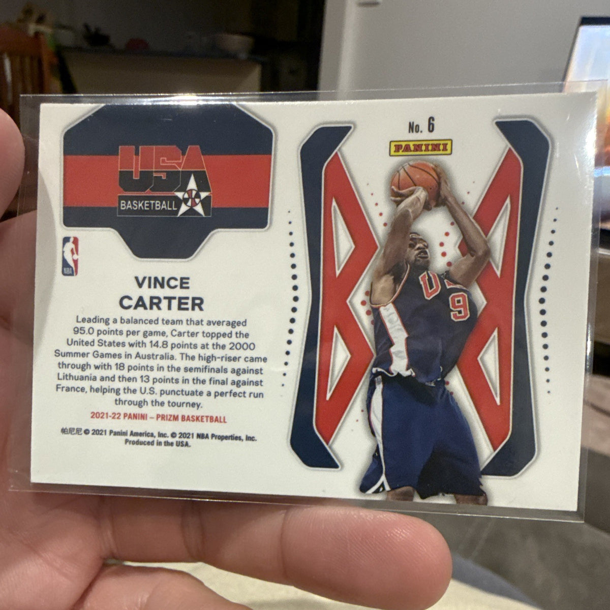 Panini Prizm 2021 22 Vince Carter USA Basketball Insert No. 6 Trading Card1