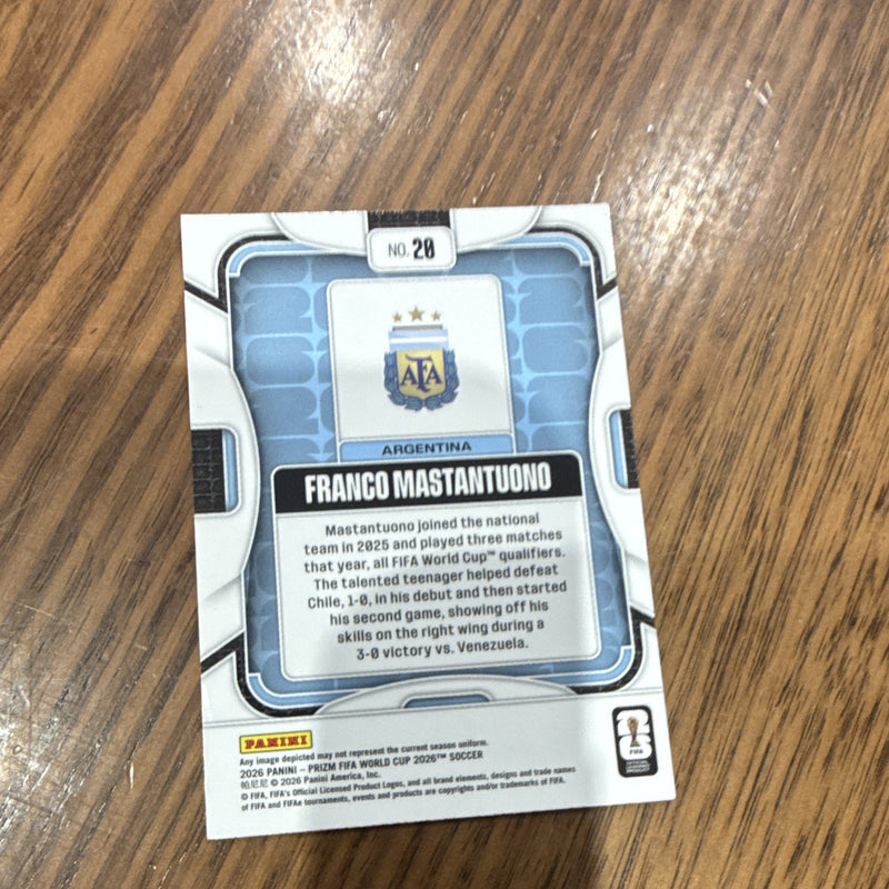 Panini 2026 Prizm FIFA World Cup Franco Mastantuono Base Set #20 Argentina1