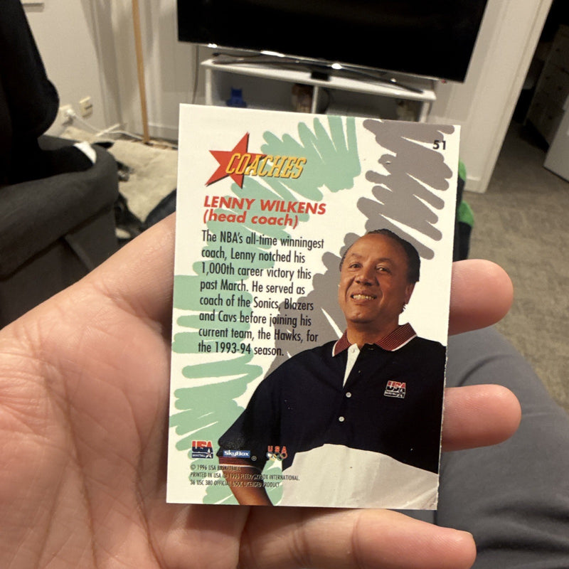 1996 SkyBox USA Basketball Coaches #51 Lenny Wilkens Olympic Games Card1