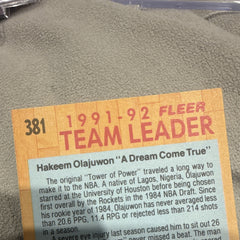 Fleer 1991 92 Fleer Hakeem Olajuwon Team Leader #381 Houston Rockets2