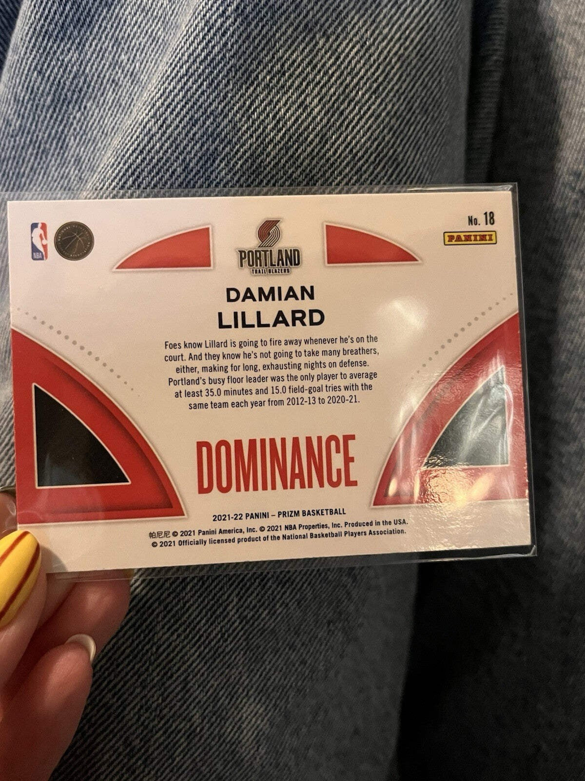 Panini 2021 22 Prizm Dominance Insert Damian Lillard Trail Blazers No. 182