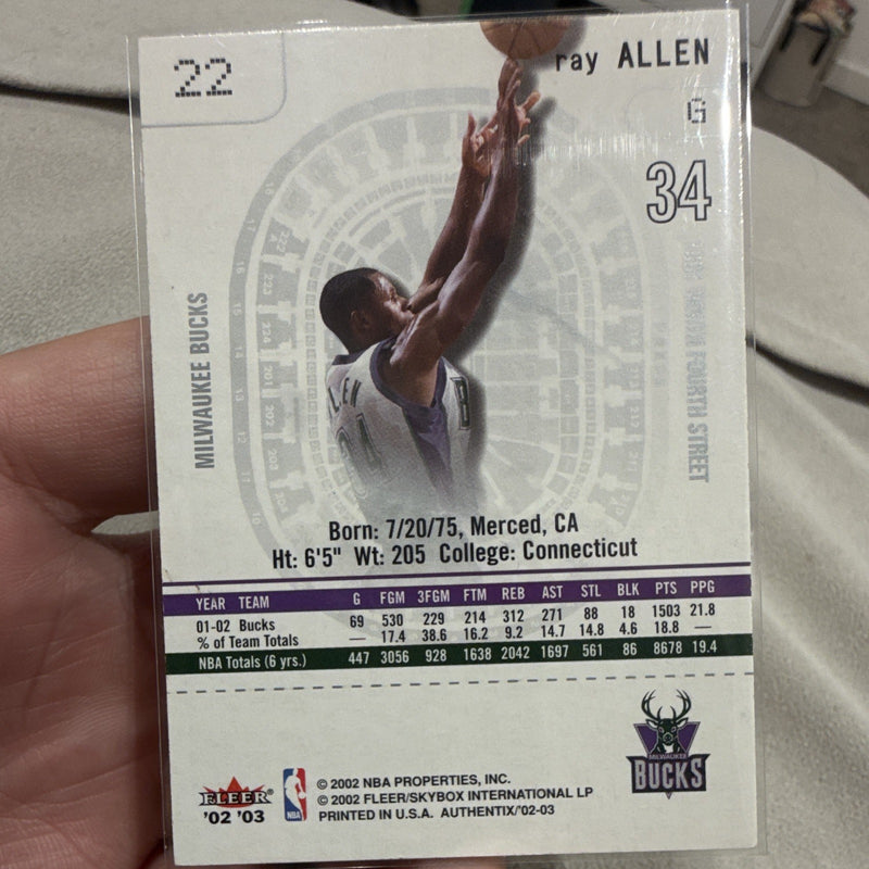 Fleer Authentix Ray Allen Insert 2002 03 Milwaukee Bucks #221