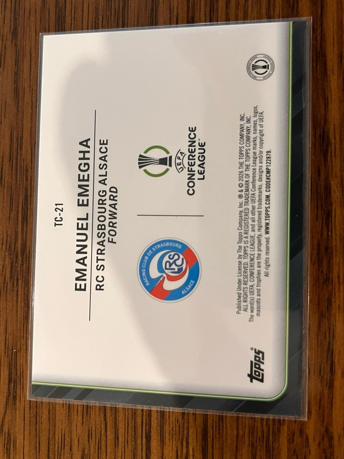 Emanuel Emegha Trophy Chasers TC 21 Topps UEFA ECL RC Strasbourg Rookie2