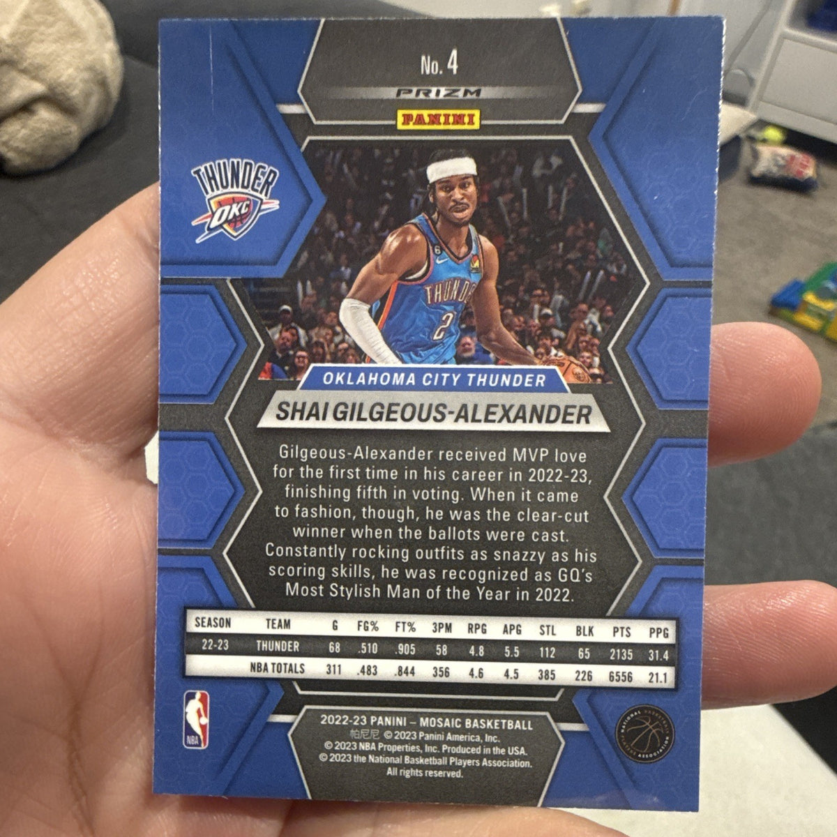 Shai Gilgeous Alexander Parallel 2022 23 Panini Mosaic Basketball No. 4 OKC1