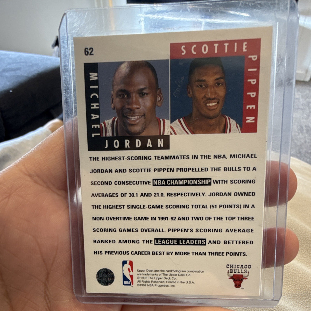 Upper Deck 1992 93 Scoring Threats #62 Michael Jordan Scottie Pippen1