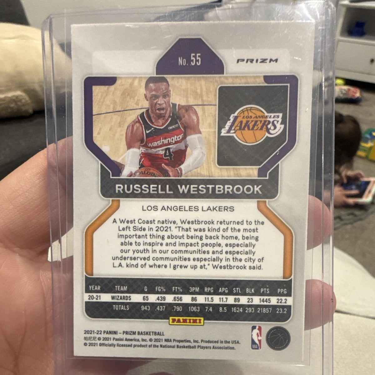 2021 22 Panini Prizm Russell Westbrook Los Angeles Lakers #55 Parallel1