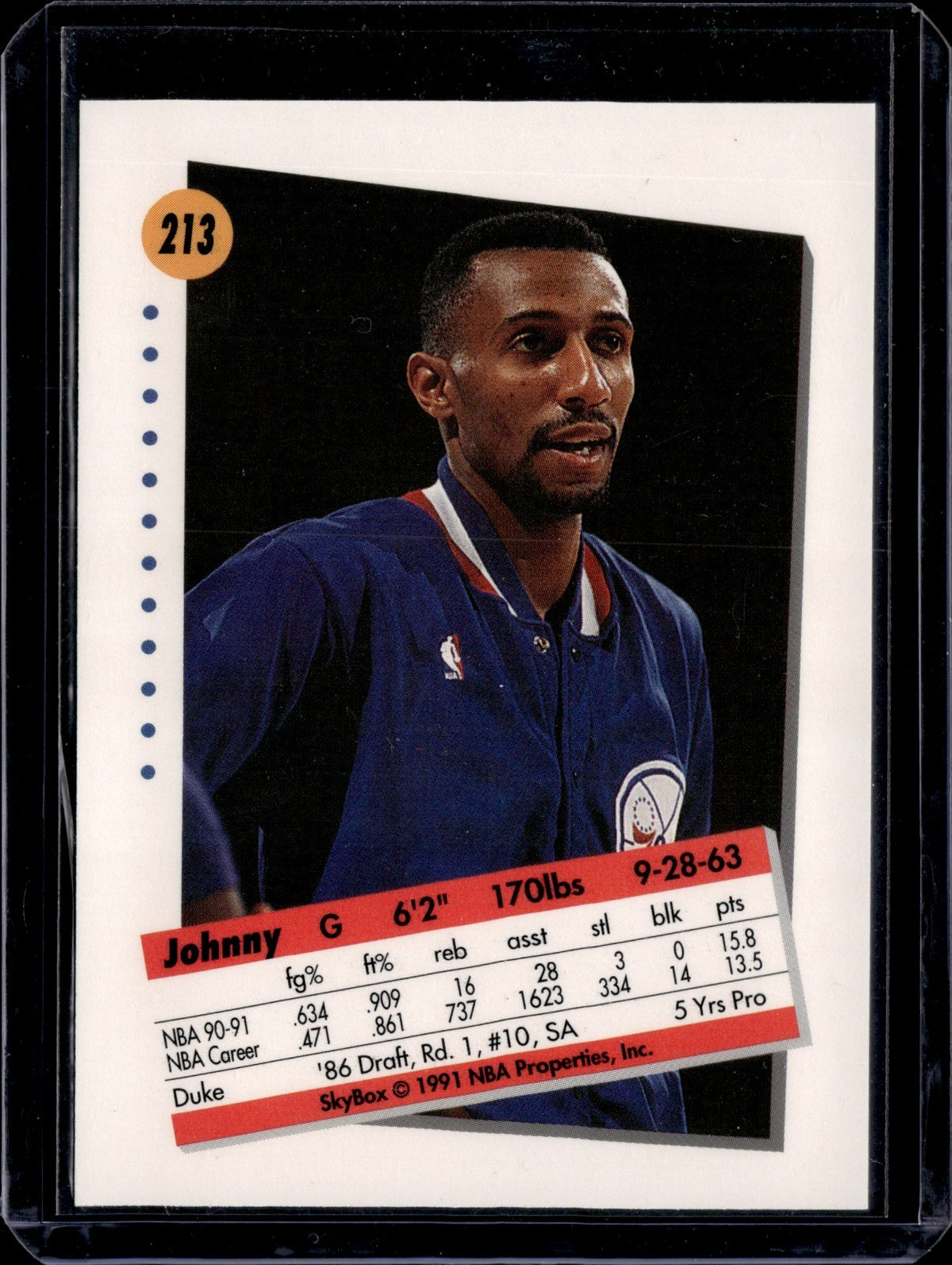 Johnny Dawkins Base SkyBox 213 NM1