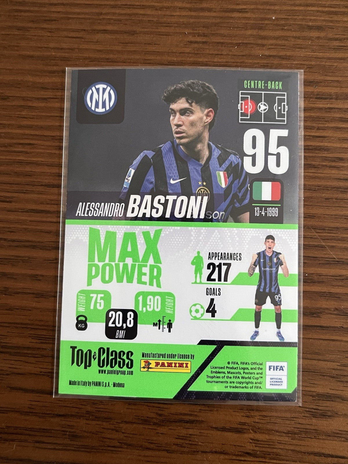 Panini Top Class Alessandro Bastoni Max Power Inter Serie A #168 Insert2