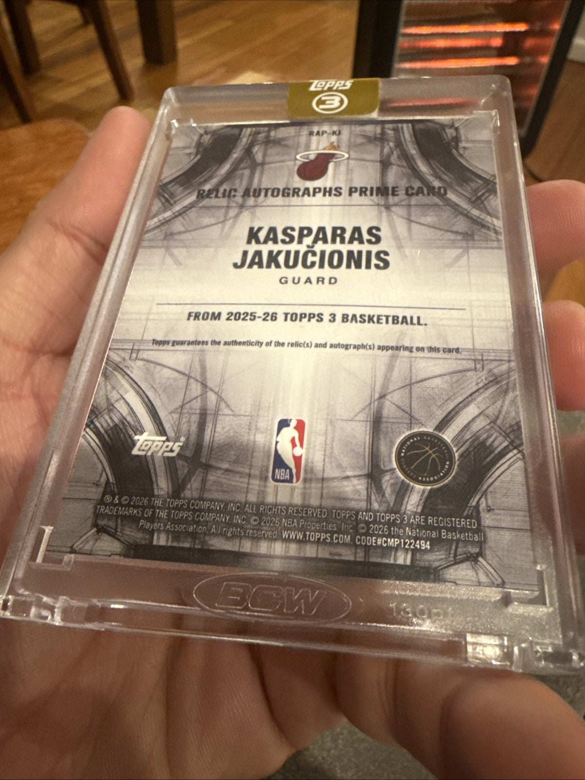 Kasparas Jakucionis 2025 26 Topps Three 3  Patch Auto RC /495