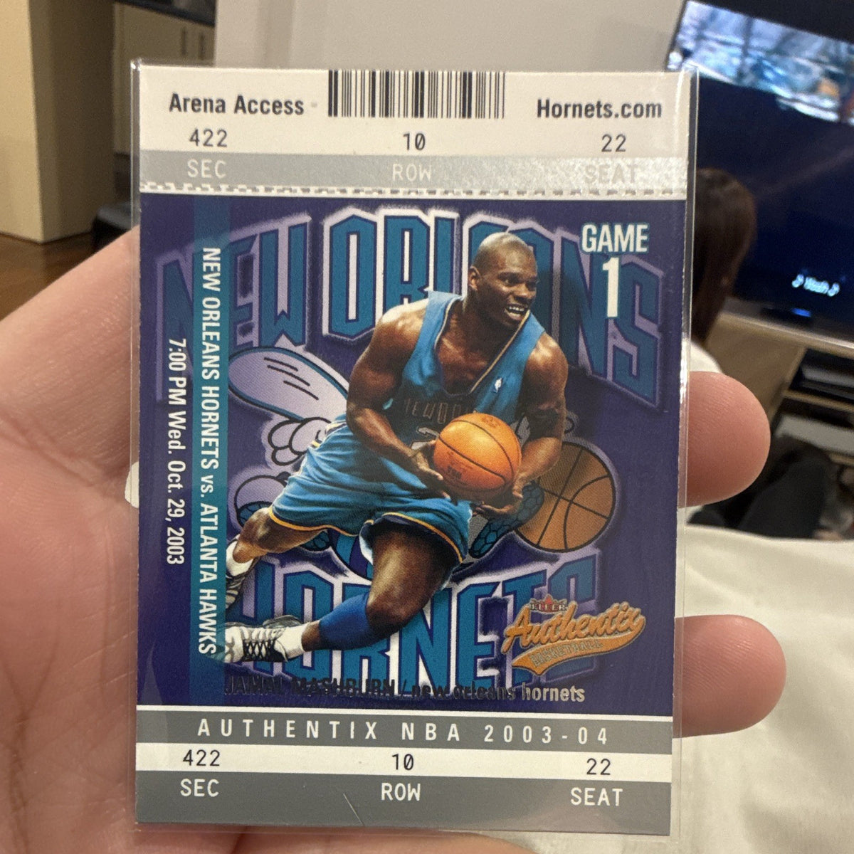 Jamal Mashburn Home Opener Fleer Authentix NBA 2003 04 #23 Hornets0