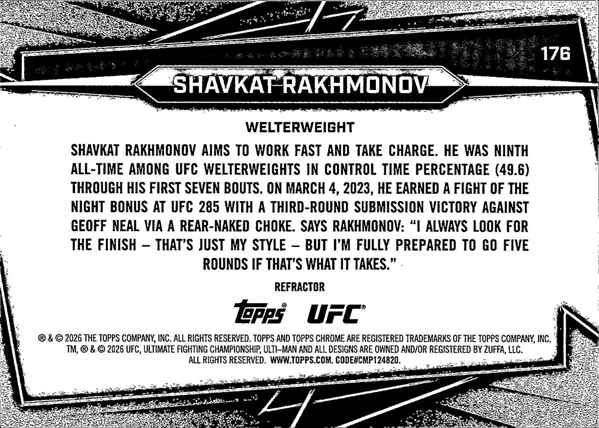 Shavkat Rakhmonov Geometric Refractor Topps Chrome UFC    Refractor 176 NM1
